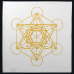 Metatron Cube Gold Napkin<br><div class="desc">Our Creator had created this magnificent universe with such intense energy that falls into perfect order with love and vibrational frequency. Sacred Geometry symbols show how all things are connected. There are energy in symbols that God has put into and people put their own energy into other symbols as well....</div>