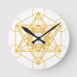 Metatron Cube Gold Round Clock