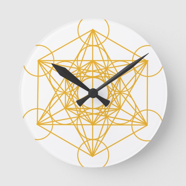 Metatron Cube Gold Round Clock (Front)