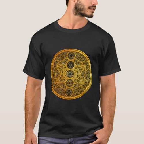 Metatron Cube Platonic Solids Sacred Geometry Meta T_Shirt