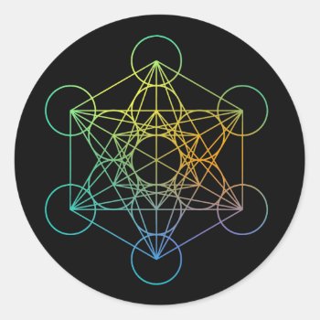 Metatron Cube Sacred Geometry Classic Round Sticker by spacecloud9 at Zazzle