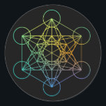 Metatron Cube Sacred Geometry Classic Round Sticker<br><div class="desc">The Metatron's Cube is a name for a sacred geometric figure composed of 13 equal circles with lines from the center of each circle extending out to the centers of the other 12 circles. It is also known by some New Age teachers who call a variant of this figure the...</div>