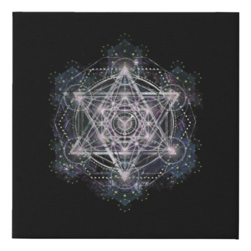 Metatron Cube Sacred Geometry Spiritual Yoga Faux Canvas Print