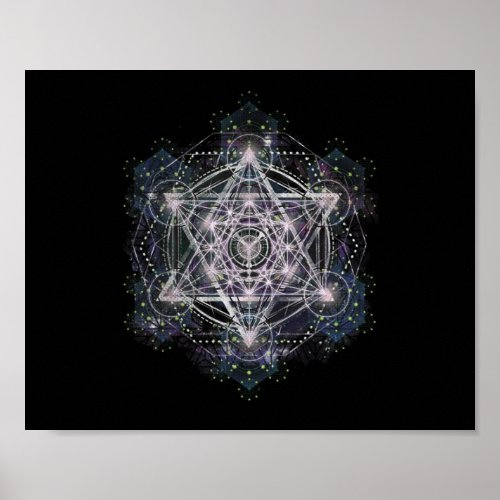 Metatron Cube Sacred Geometry Spiritual Yoga Poster