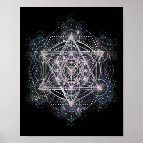 Metatron Cube Sacred Geometry Spiritual Yoga Poster
