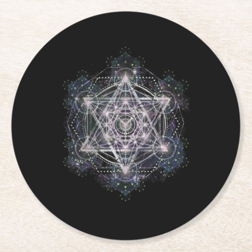 Metatron Cube Sacred Geometry Spiritual Yoga Round Paper Coaster