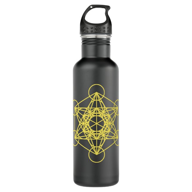 Metatron Cube Sacred Geometry Stainless Steel Water Bottle (Front)