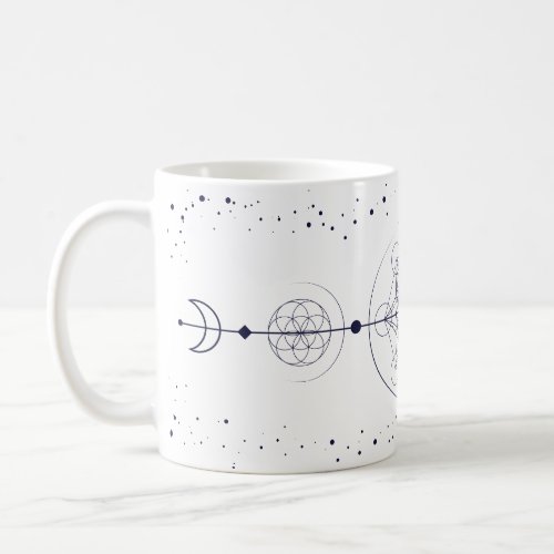 Metatron moon and stars sacred geometry blue coffee mug