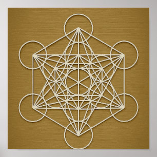 Metatron’s Cube Bronze White Poster