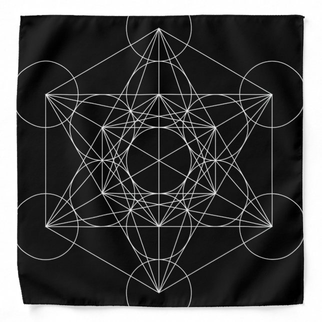 Metatron's Cube Black & White Bandana (Front)
