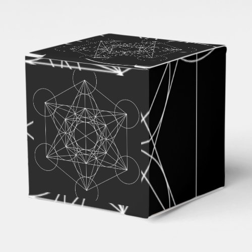 Metatrons Cube Black  White Favor Boxes