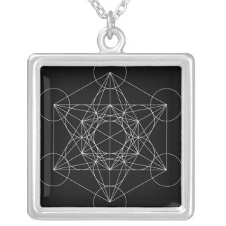 Metatron's Cube Black & White Silver Plated Necklace