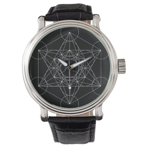 Metatrons Cube Black  White Watch