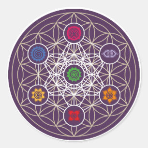 Metatrons Cube, Chakras, Cosmic Energy Centers Classic Round Sticker