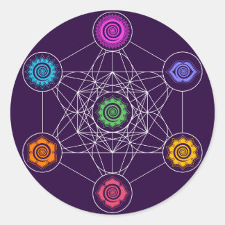 Metatrons Cube, Chakras, Cosmic Energy Centers Classic Round Sticker