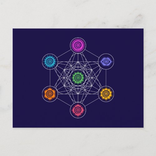 Metatrons Cube Chakras Cosmic Energy Centers Postcard