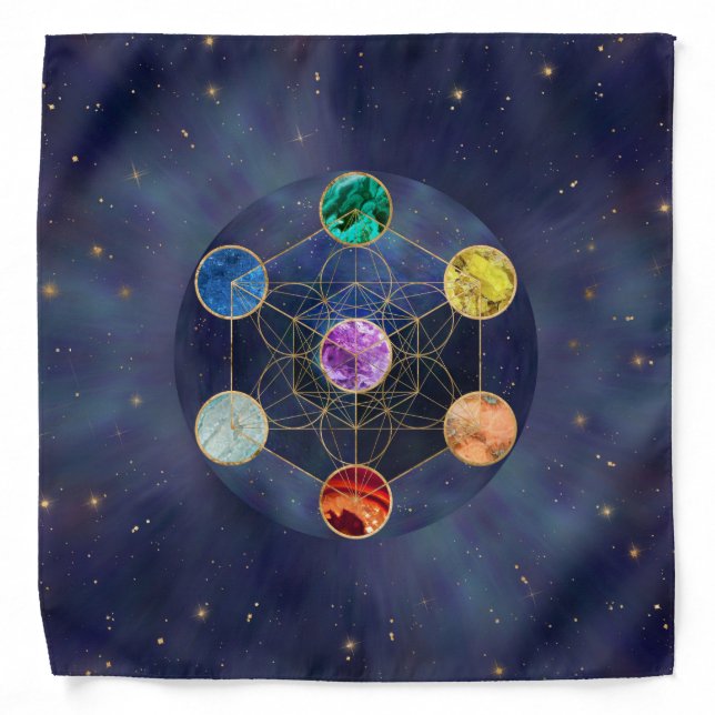 Metatron's Cube Chakras Sacred Geometry Bandana (Front)