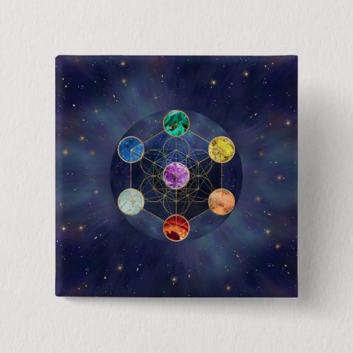 Metatrons Cube Chakras Sacred Geometry Button