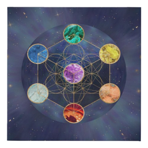 Metatrons Cube Chakras Sacred Geometry Faux Canvas Print