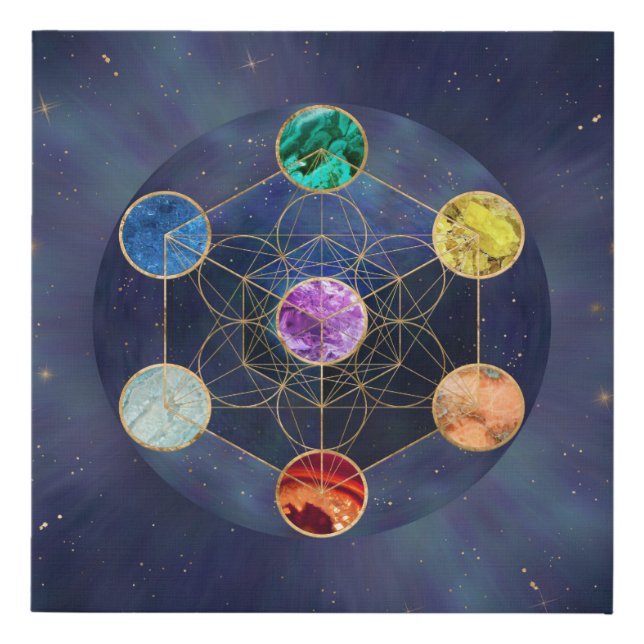 Metatron's Cube Chakras Sacred Geometry Faux Canvas Print (Front)