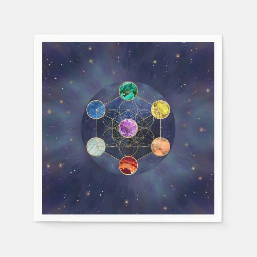 Metatrons Cube Chakras Sacred Geometry Napkins