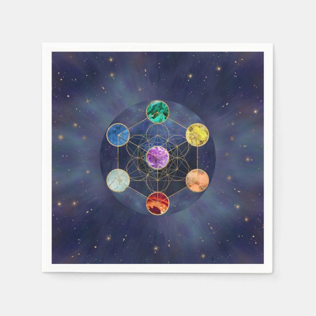 Metatron's Cube Chakras Sacred Geometry Napkins (Front)