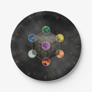 Metatron's Cube Chakras Sacred Geometry Paper Plates