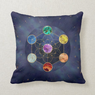 Metatron's Cube Chakras Sacred Geometry Throw Pillow