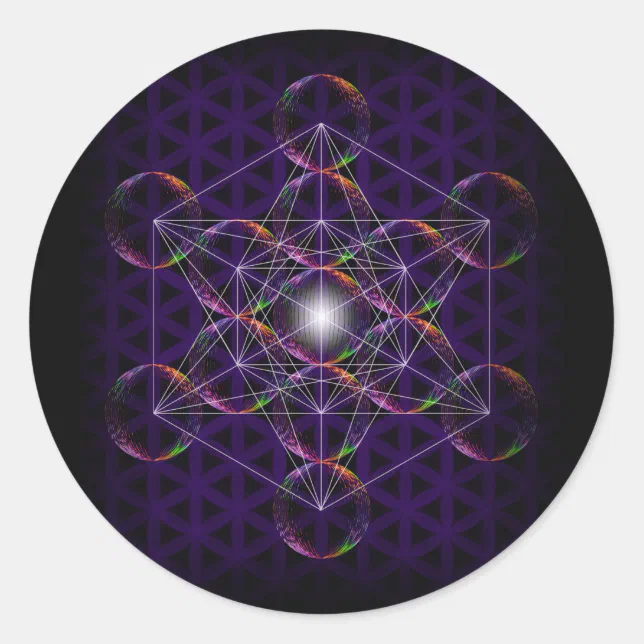 Metatron's Cube/Flower of Life #2 Classic Round Sticker | Zazzle