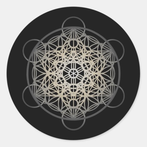 Metatrons Cube Flower of Life _ Silver Version 2 Classic Round Sticker