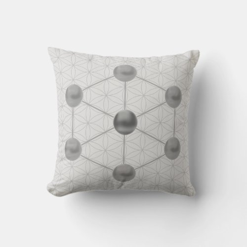 Metatrons Cube  Flower of Life Throw Pillow