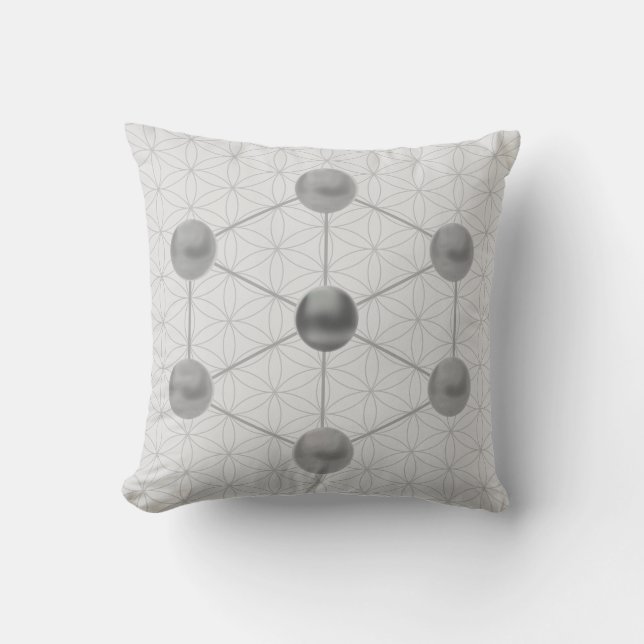 Metatron's Cube & Flower of Life Throw Pillow (Front)