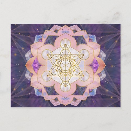 Metatrons Cube in Gemstone lotus Postcard