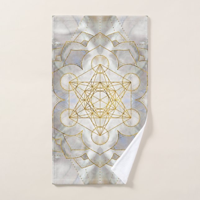 Metatron's Cube in lotus Sacred Geometry Bath Towel Set (Hand Towel)