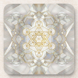 Metatron's Cube in lotus Sacred Geometry Beverage Coaster