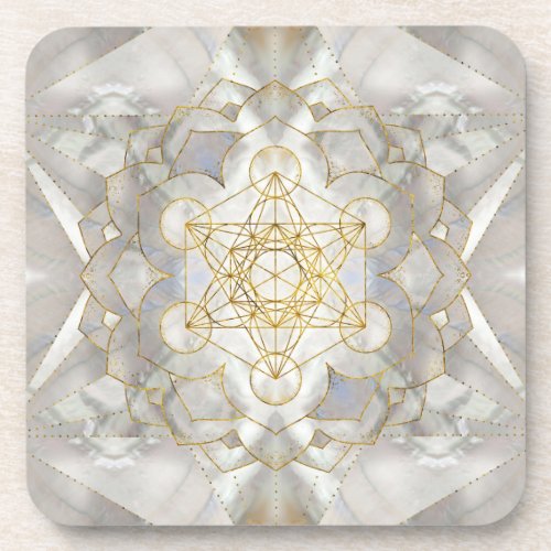 Metatrons Cube in lotus Sacred Geometry Beverage Coaster