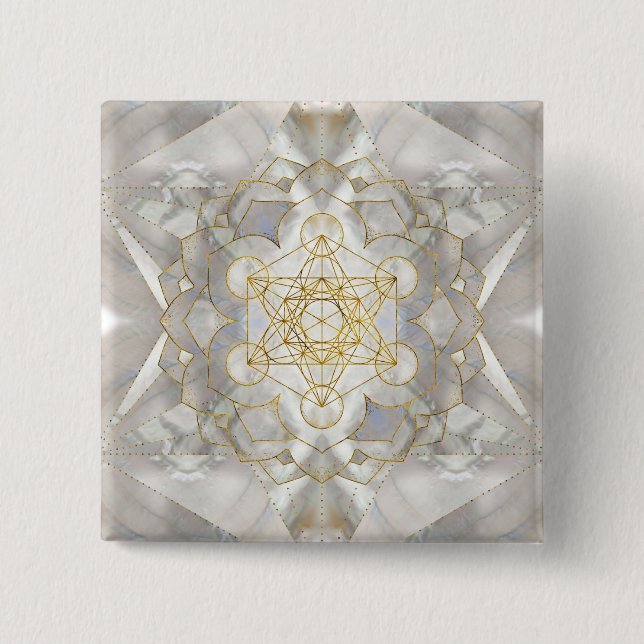 Metatron's Cube in lotus Sacred Geometry Button (Front)