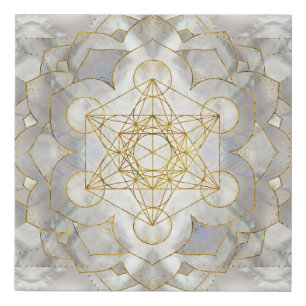 Metatron's Cube in lotus Sacred Geometry Faux Canvas Print