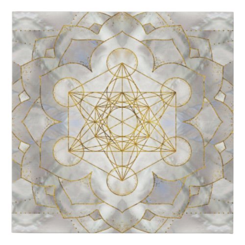 Metatrons Cube in lotus Sacred Geometry Faux Canvas Print