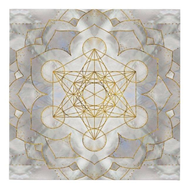 Metatron's Cube in lotus Sacred Geometry Faux Canvas Print (Front)