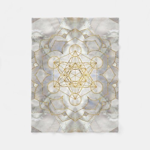 Metatrons Cube in lotus Sacred Geometry Fleece Blanket