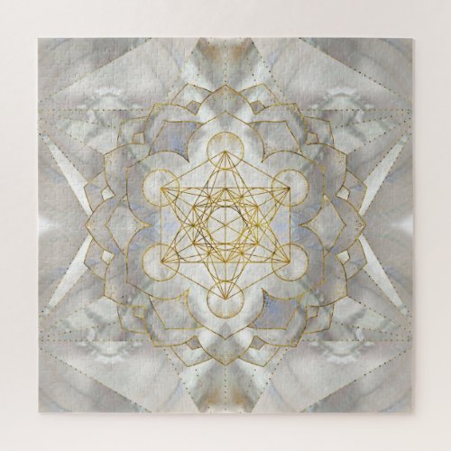 Metatrons Cube in lotus Sacred Geometry Jigsaw Puzzle