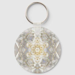 Metatron's Cube in lotus Sacred Geometry Keychain