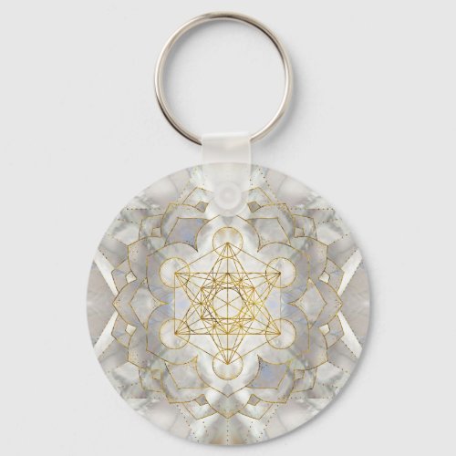 Metatrons Cube in lotus Sacred Geometry Keychain