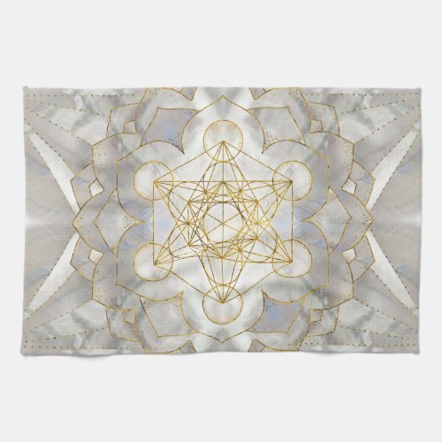 Metatrons Cube in lotus Sacred Geometry Kitchen Towel