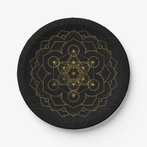 Metatrons Cube in lotus Sacred Geometry Paper Plates