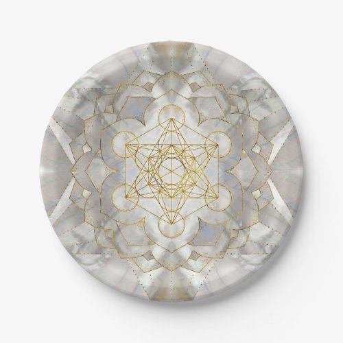 Metatrons Cube in lotus Sacred Geometry Paper Plates