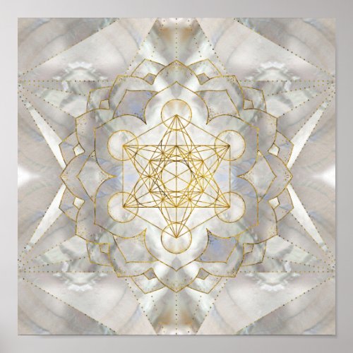 Metatrons Cube in lotus Sacred Geometry Poster