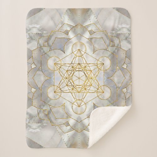 Metatrons Cube in lotus Sacred Geometry Sherpa Blanket