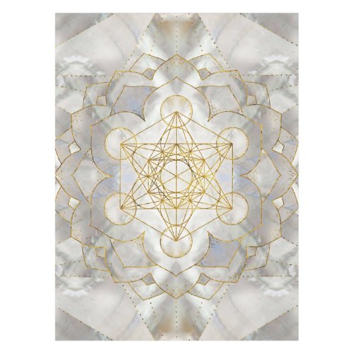 Metatrons Cube in lotus Sacred Geometry Tablecloth